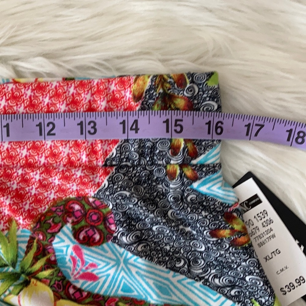 HP!💎 INC., NWT Skirt, Tropical Print, Palm Leaves, Midi, Hi-Lo, Jersey, Size XL - Picture 8 of 11